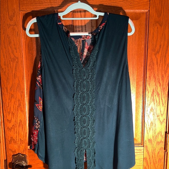 Daniel Rainn Teal and Pink Floral Blouse - Picture 2 of 4